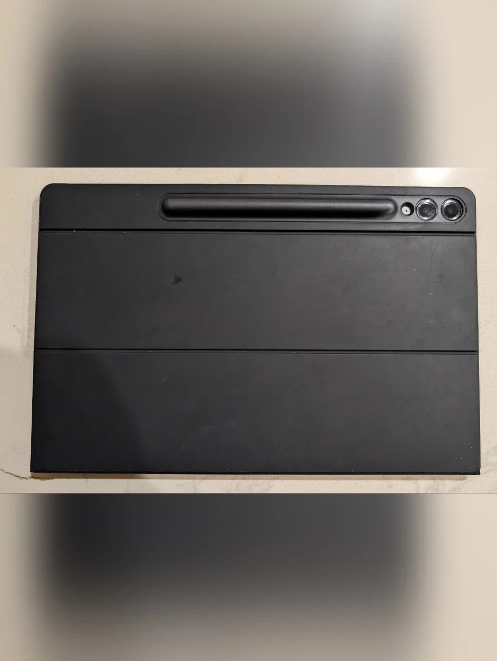 Samsung Galaxy Tab S9 FE+ in Silver, with Black Samsung Keyboard Case
